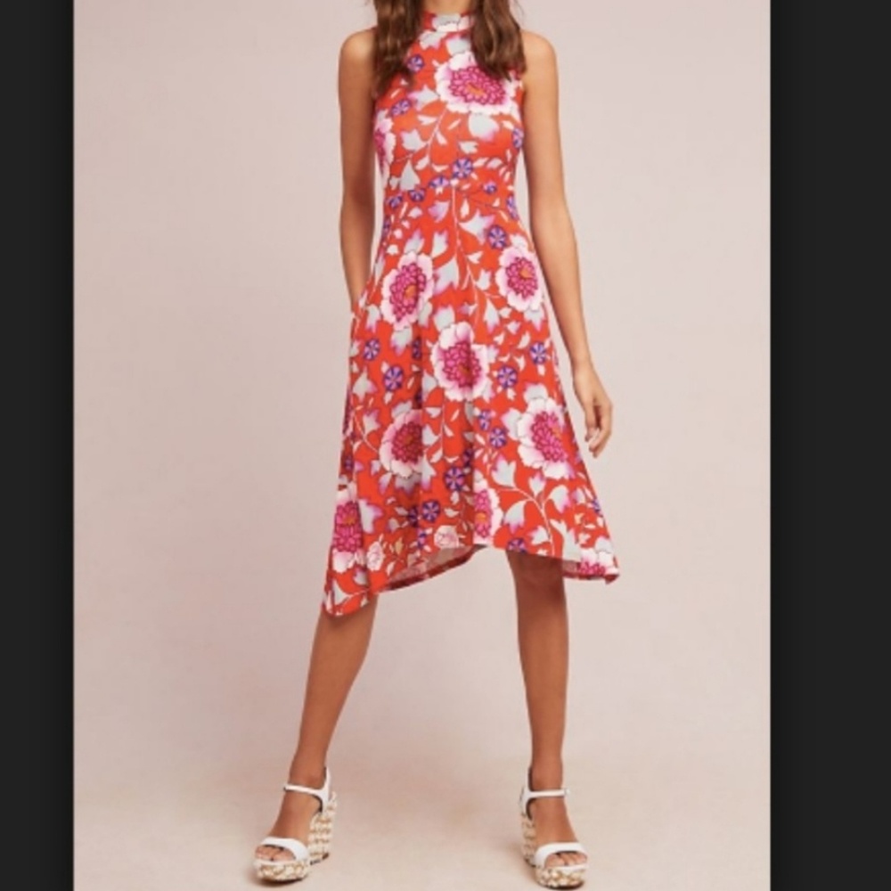 Mauve anthropologie Cleary orange floral dress
